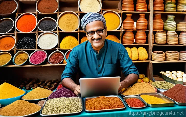 글로벌브릿지와 혁신적 커뮤니케이션 - **Prompt:** A heartwarming scene depicting an elderly South Asian woman, dressed in a modest, tradit...