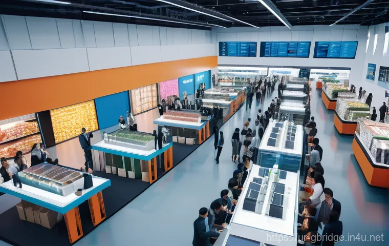 글로벌브릿지와 외교적 관계 - **Prompt:** An inspiring, high-angle shot of a bustling, futuristic global marketplace. Diverse indi...